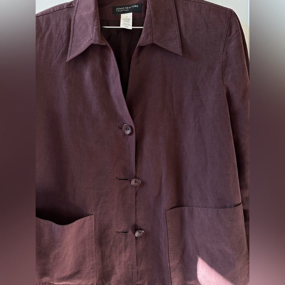 Jones New York Linen & Silk Button Down Jacket
